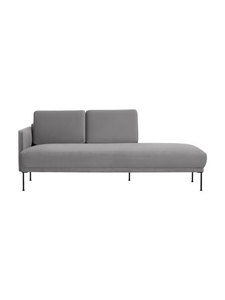 Zamatový šezlong s kovovými nohami Fluente, Zamatová svetlosivá, Š 202 x H 85 cm, s operadlom naľavo