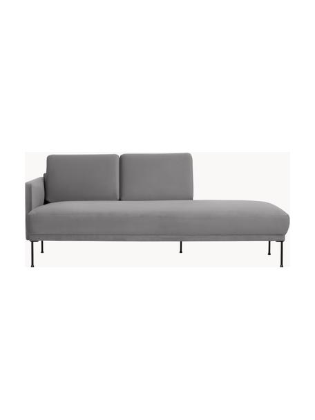 Samt-Ottomane Fluente, Bezug: Samt (Hochwertiger Polyes, Gestell: Massives Kiefernholz, FSC, Füße: Metall, pulverbeschichtet, Samt Grau, B 202 x T 85 cm, Rückenlehne links