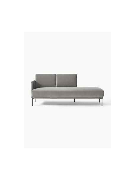 Fluwelen chaise longue Fluente, Bekleding: fluweel (hoogwaardig poly, Frame: massief grenenhout, Poten: gepoedercoat metaal Dit p, Fluweel grijs, B 202 x D 85 cm, rugleuning links