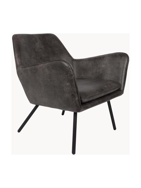 Fauteuil lounge en cuir synthétique Bon, Cuir synthétique anthracite, larg. 80 x prof. 76 cm