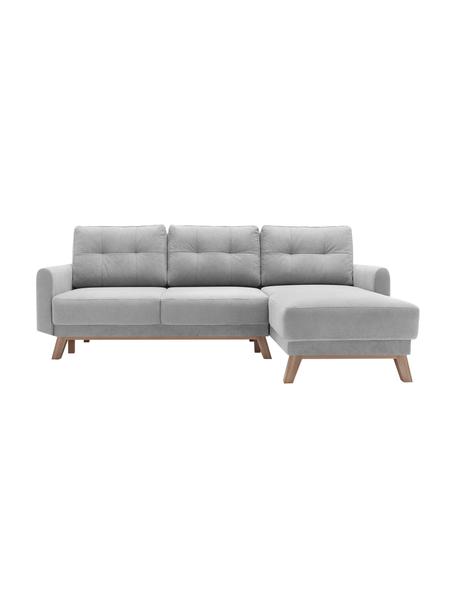 Samt-Schlafsofa Balio (4-Sitzer) mit Stauraum, Bezug: 100% Polyestersamt Der ho, Gestell: Massives Kiefernholz, Spa, Samt Hellgrau, B 234 x T 164 cm, Eckteil rechts