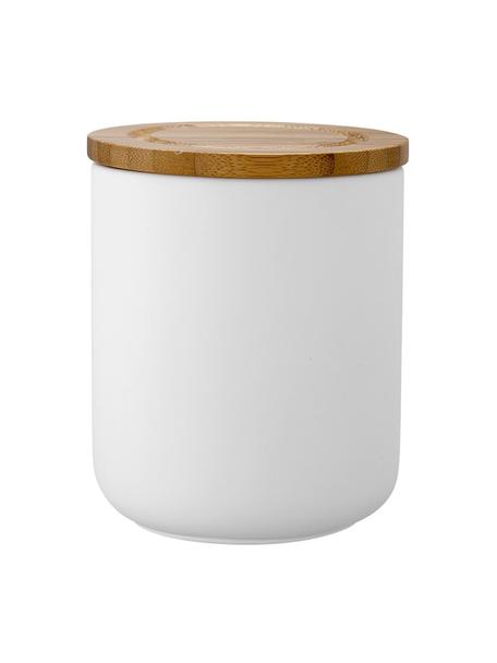 Opbergpot Stak, verschillende formaten, Pot: keramiek, Deksel: bamboehout, Wit, bamboehoutkleurig, Ø 10 x H 13 cm, 750 ml