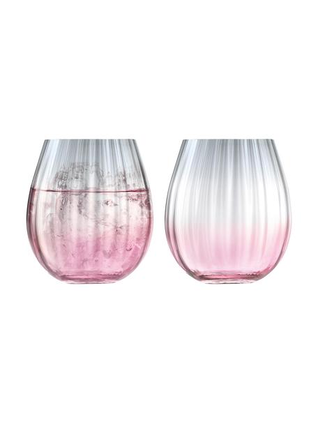 Komplet ręcznie wykonanych szklanek Dusk, 2 szt., Szkło, Blady różowy, szary, Ø 9 x W 10 cm, 425 ml