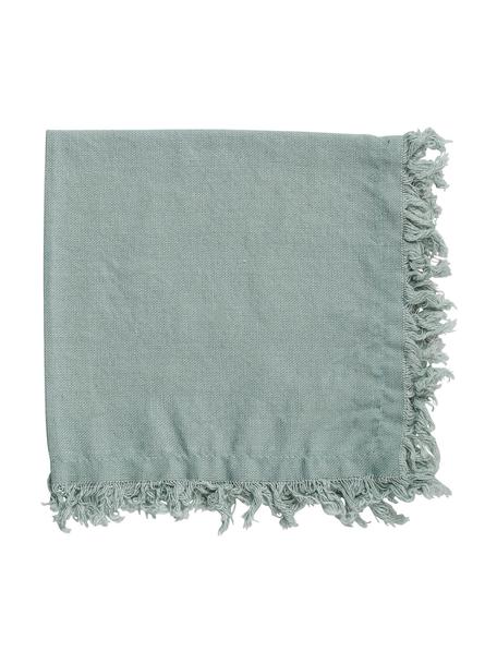 Serwetka z bawełny z frędzlami Nalia, 2 szt., 100% bawełna, Szałwiowy zielony, S 35 x D 35 cm