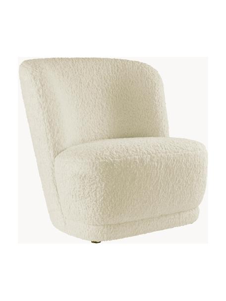 Poltrona in teddy per bambini Marbella, Rivestimento: poliestere, Struttura: legno di pino, Bianco crema, Larg. 54 x Prof. 56 cm