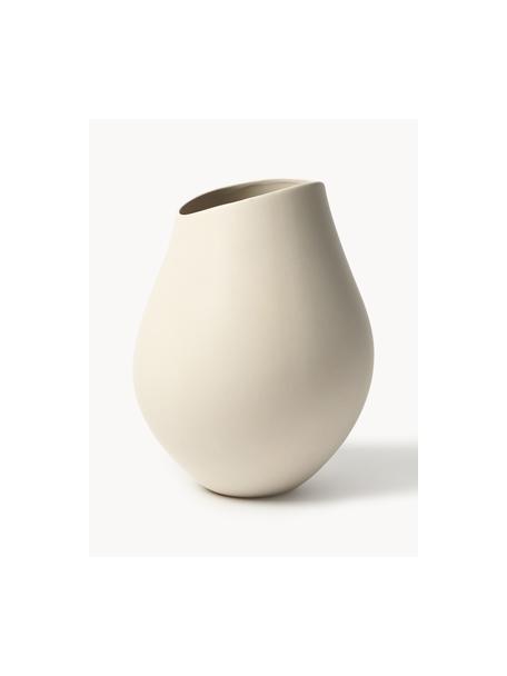 Große handgefertigte Vase Opium aus Steingut, H 39 cm, Steingut, Hellbeige, Ø 26 x H 39 cm