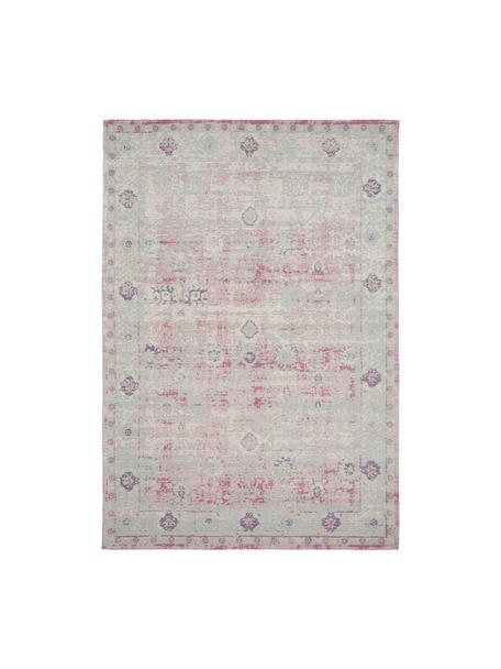 Tappeto vintage in ciniglia rosa-grigio chiaro tessuto a mano Rimini, Retro: 100% cotone, Rosa, grigio, Larg. 80 x Lung. 150 cm (taglia XS)