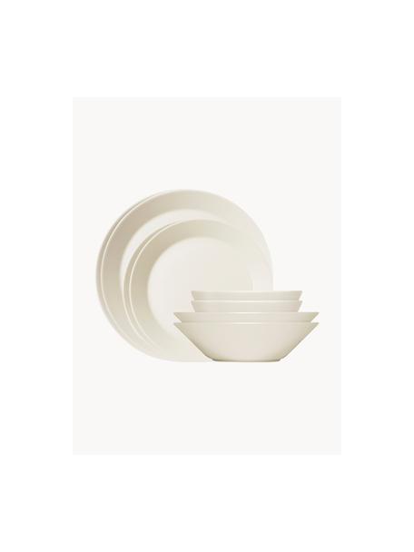 Vajilla de porcelana Teema, 2 comensales (8 pzas.), Porcelana Bone China, Blanco crema, 2 comensales (8 pzas.)