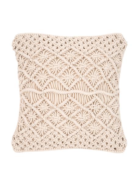 Funda de cojín de macramé Nalina, 100% algodón, Crema, An 45 x L 45 cm