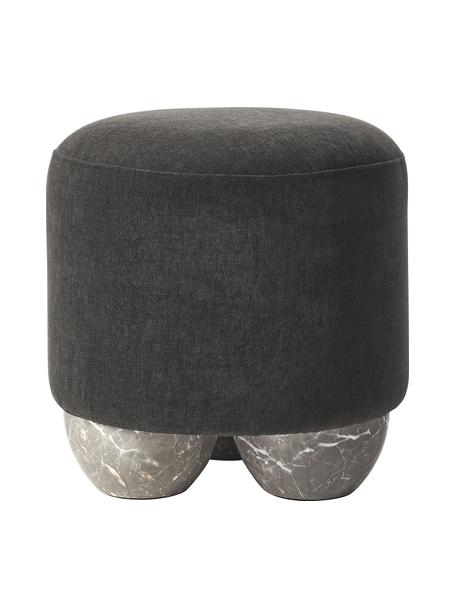 Taburete tapizado Lino, Tapizado: 100% poliéster Alta resis, Estructura: tablero de fibras de dens, Patas: metal cubierto, Tejido marrón oscuro, Ø 46 x Al 45 cm