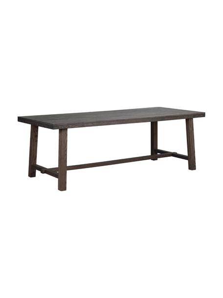 Jídelní stůl s deskou z masivního dřeva Brooklyn, 220 x 95 cm, Obarvený a lakovaný masivní dub, Dub, tmavě hnědá, Š 220 cm, H 95 cm