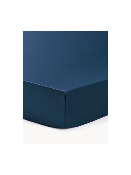 Sábana bajera cubrecolchón de satén Premium, Azul oscuro, Cama 90 cm (90 x 200 x 15 cm)