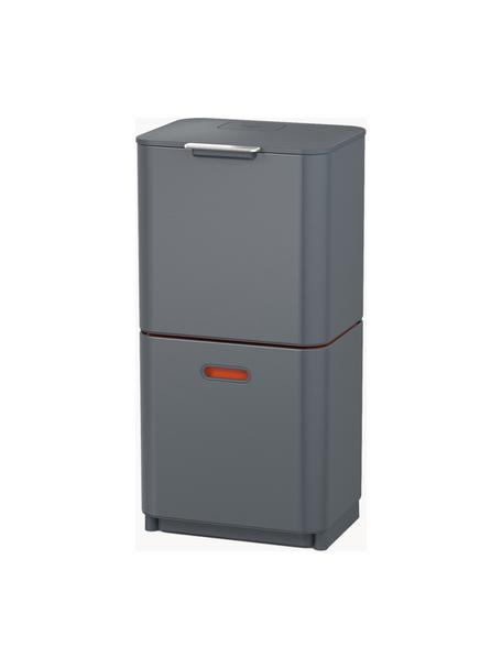 Poubelle avec bac de recyclage séparé Totem, 2 x 30 L, Gris foncé, rouge, larg. 39 x haut. 81 cm