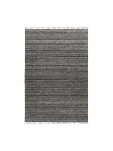 Ručně tkaný interiérový a exteriérový koberec s třásněmi Nador, 100 % polyethylen, Antracitová, Š 160 cm, D 230 cm (velikost M)