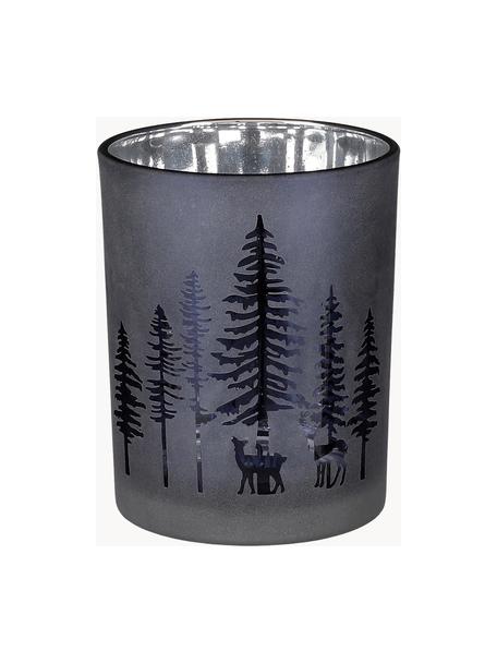 Bougeoir pour bougies chauffe-plat Forest, Verre, Bleu foncé, couleur argentée, Ø 10 x haut. 13 cm