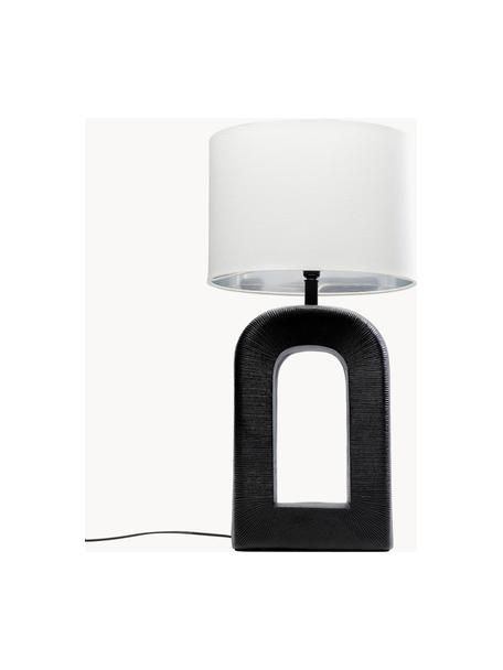 Grand lampe à poser artisanal Tube, Noir, blanc, argenté, larg. 41 x haut. 79 cm
