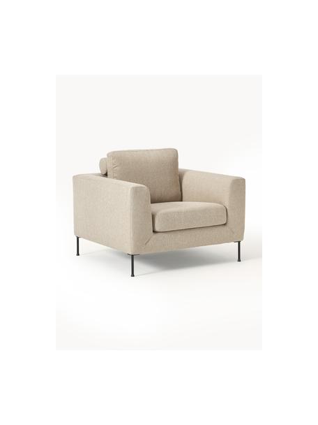 Fauteuil lounge Cucita, Tissu beige, larg. 98 x prof. 94 cm