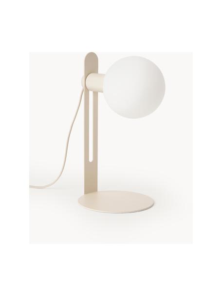 Lampada piccola da tavolo Fely, Paralume: vetro, Struttura: metallo rivestito, Beige, Ø 14 x Alt. 35 cm