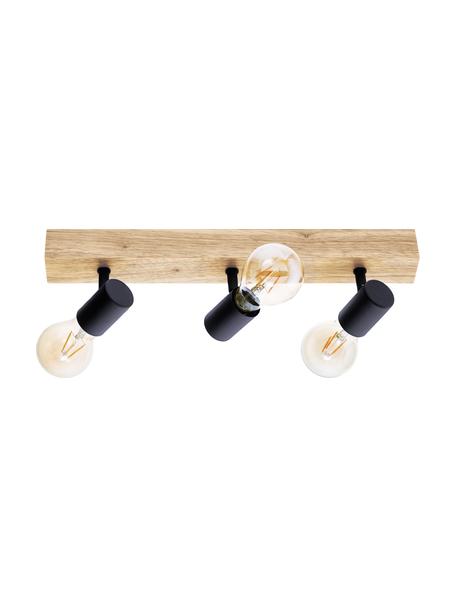 Plafondspot Townshend van hout, Baldakijn: hout, Zwart, helder hout, B 48 x H 13 cm
