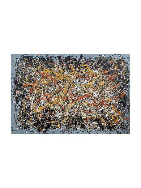 Tela dipinta a mano Omaggio a Pollock, Grigio scuro, multicolore, Larg. 150 x Alt. 100 cm