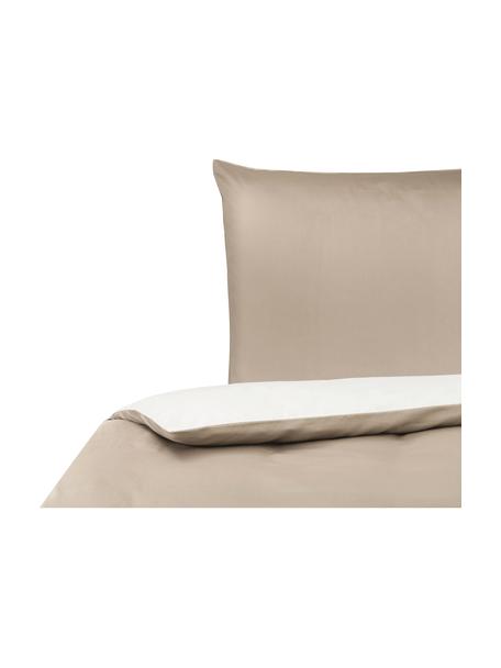 Obojstranná posteľná bielizeň z bavlneného saténu Julia, Biela, sivobéžová, 155 x 220 cm + 1 vankúš 80 x 80 cm