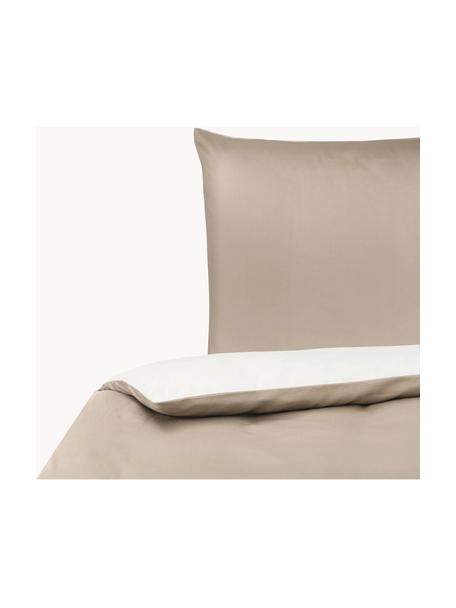 Baumwollsatin-Wendebettwäsche Julia, Webart: Satin Fadendichte 250 TC,, Beige, Cremeweiß, 155 x 220 cm + 1 Kissen 80 x 80 cm