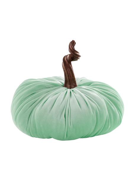 Calabaza decorativa de terciopelo Pumpis, 15% poliresina, 35% acrílico, 25% poliéster, 25% relleno de arena de cuarzo, Verde claro, Ø 22 x Al 21 cm