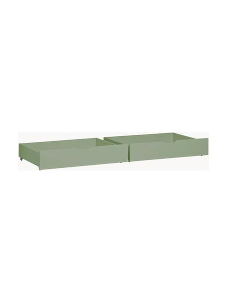 Zásuvky pod postel Eco Comfort, 2 ks, Masivní borovicové dřevo, certifikace FSC, překližka, Dřevo, lakované šalvějově zelenou, Š 182 cm, H 60 cm