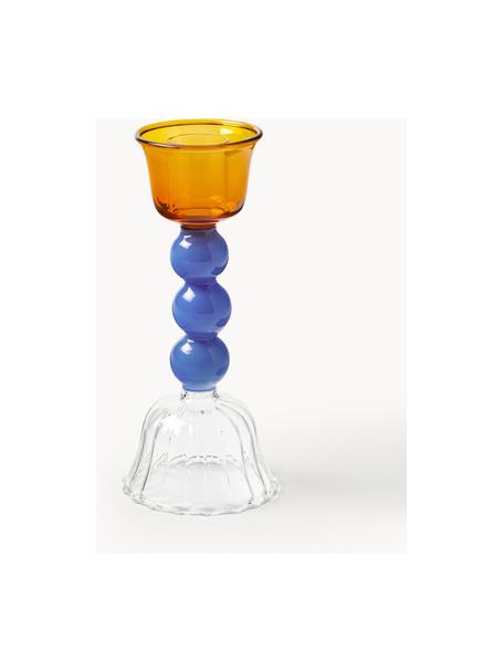 Bougeoir en verre borosilicate Perle, Verre borosilicate, Transparent, bleu, orange, Ø 6 x haut. 15 cm