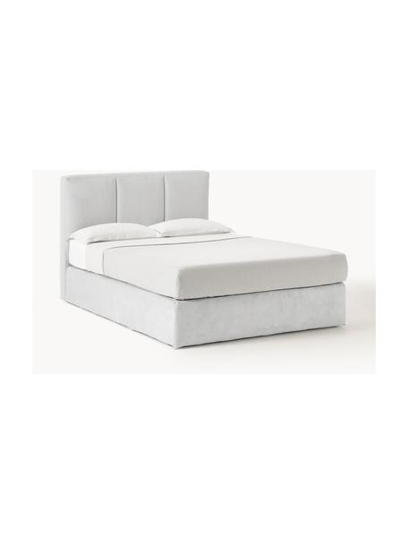 Boxspringbett Oberon, Matratze: 5-Zonen-Taschenfederkern, Webstoff Hellgrau, B 140 x L 200 cm, Härtegrad H2