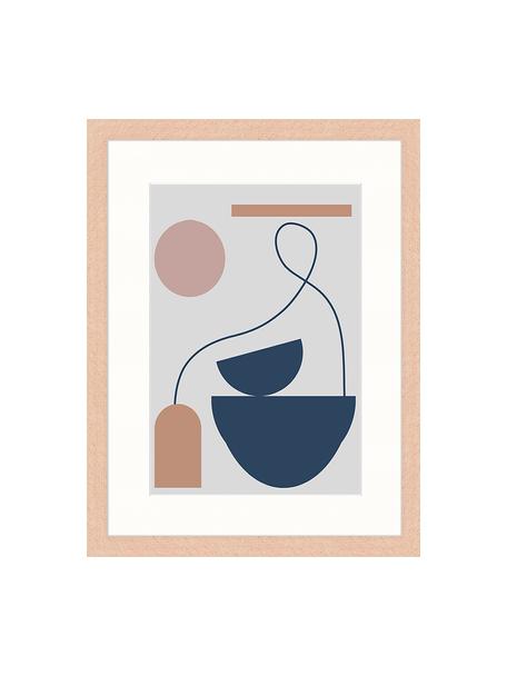 Ingelijste digitale print Abstract Composition, Afbeelding: digitale print op papier,, Lijst: gelakt hout, Multicolour, 33 x 43 cm