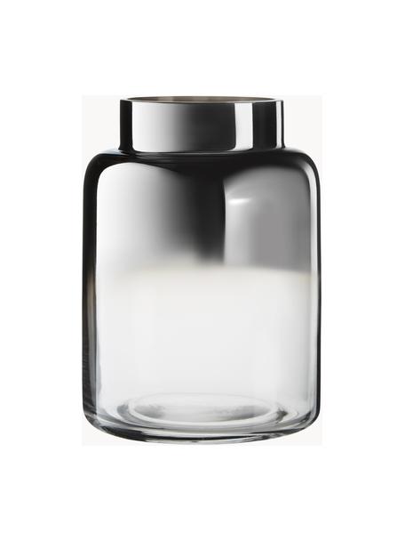 Mondgeblazen glazen vaas Uma met chromen glans, Gelakt glas, Transparant, chroomkleurig, Ø 15 x H 20 cm