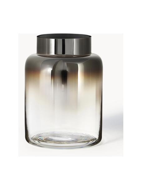 Ručne fúkaná sklenená váza Uma, Lakované sklo, Priehľadná, chrómová, Ø 15 x V 20 cm