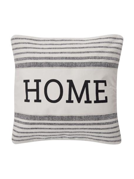 Pruhovaný poťah na vankúš z recyklovanej bavlny Home, 100 % bavlna, GRS certifikát, Čierna, biela, Š 45 x D 45 cm