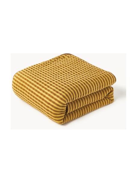 Colcha de algodón acolchada Nivia, Funda: 100% algodón, Amarillo mostaza, ocre, An 180 x L 250 cm (para camas de 140 x 200 cm)