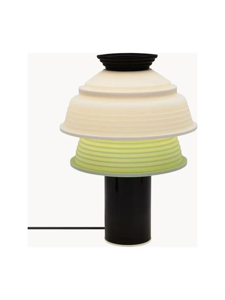 Kleine tafellamp Geometry, Lampenkap: silicone, Zwart, wit, lichtgroen, Ø 26 x H 25 cm