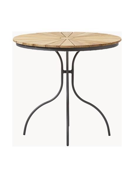 Table de jardin ronde en teck Hard & Ellen, Bois de teck, anthracite, Ø 80 x haut. 72 cm