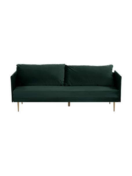 Sofá cama de terciopelo Lauren (3 plazas), Tapizado: terciopelo (poliéster) Al, Estructura: madera de pino, Patas: metal pintado, Terciopelo verde oscuro, An 206 x Al 87 cm