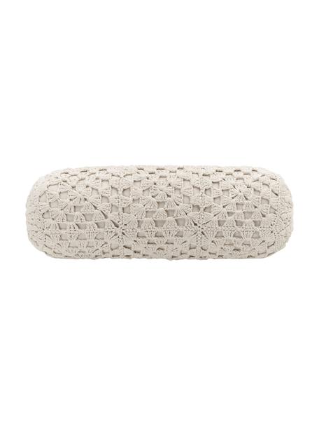 Háčkovaný polštářek z bavlny Brielle, Béžová, Ø 18 cm, D 50 cm