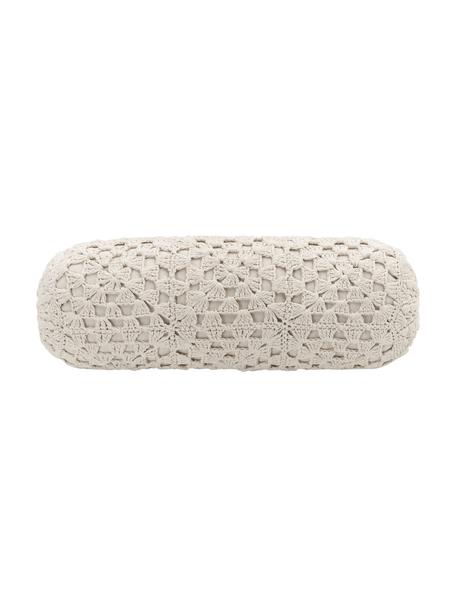 Szydełkowana poduszka wałek z bawełny z wypełnieniem Brielle, Tapicerka: 100% bawełna, Beżowy, Ø 18 x D 50 cm