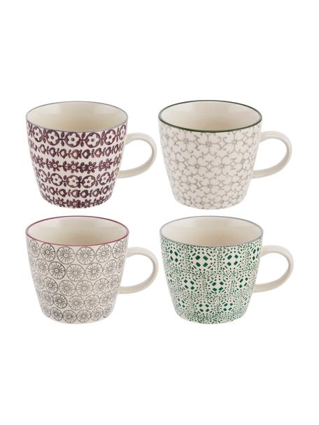 Mokken Karine met klein patroon, set van 4, Keramiek, Meerkleurig, patroon, Ø 10 x H 8 cm