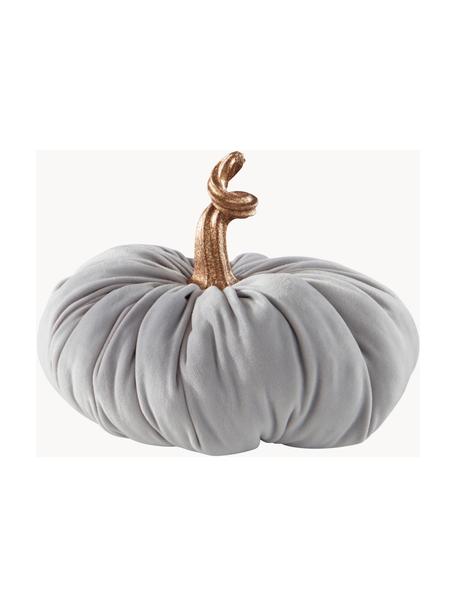 Zucca decorativa Pumpis, Ø 22 cm, Rivestimento: velluto (100% poliestere), Struttura: poliresina, Grigio chiaro, dorato, Ø 22 cm