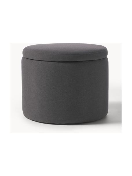 Pouf con vano contenitore Alida, Rivestimento: 100% poliestere Con 35.00, Tessuto antracite, Ø 50 x Alt. 42 cm