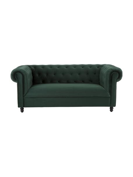 Zamatová pohovka Chesterfield Chester (2-miestna), Zamatová lesná zelená, Š 186 x H 94 cm