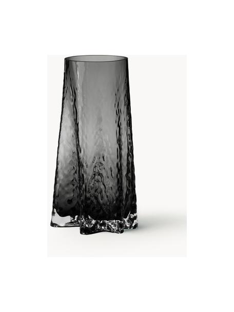 Mundgeblasene Glas-Vase Gry mit strukturierter Oberfläche, H 30 cm, Glas, mundgeblasen, Anthrazit, semi-transparent, Ø 15 x H 30 cm