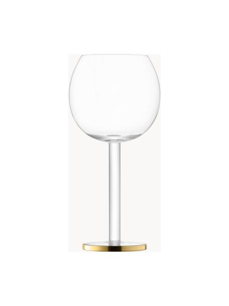 Copas de vino de vidrio soplado artesananalmente Luca, 2 uds., Vidrio, Transparente con borde dorado, Ø 9 x Al 19 cm, 320 ml