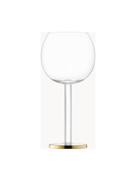 Mondgeblazen wijnglazen Luca, 2 stuks, Glas, Transparant met goudkleurige rand, Ø 9 x H 19 cm, 320 ml