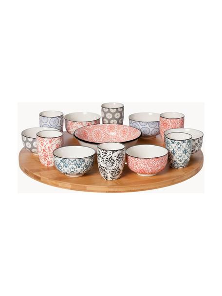 Serveerset Delirio met serveerplateau en schalen, 14-delig, Wit, meerkleurig, Set met verschillende formaten