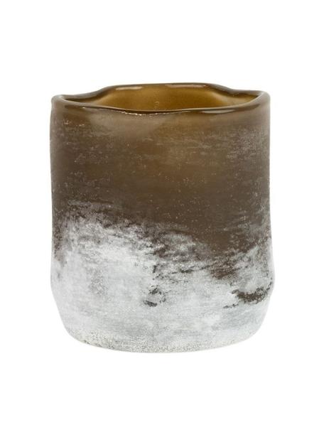 Ručne vyrobený svietnik na čajovú sviečku Halde, Sklo, Hnedá, biela, Ø 11 x V 12 cm