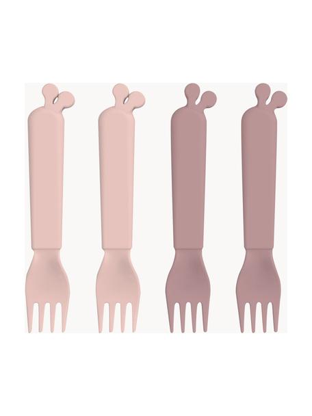 Set di 4 forchette Kiddish, Plastica, senza BPA, Rosa chiaro, malva, Lunghezza 13 cm